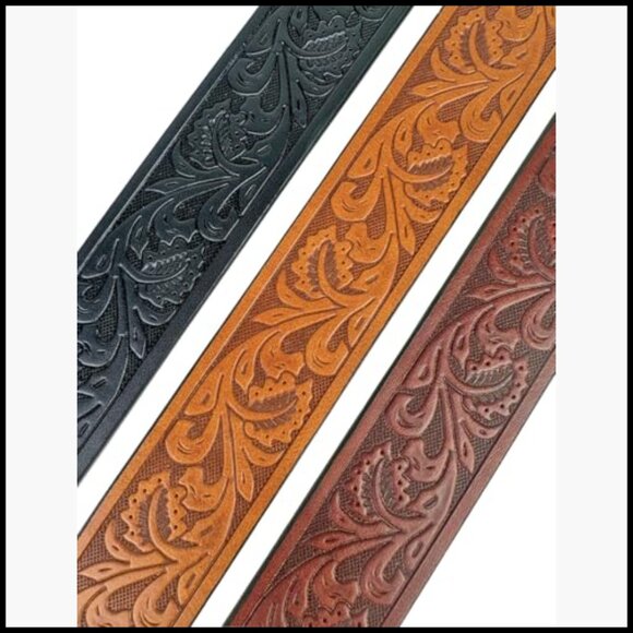 2 Pack Western Belt Straps Without Buckle PU Leather 1.5\